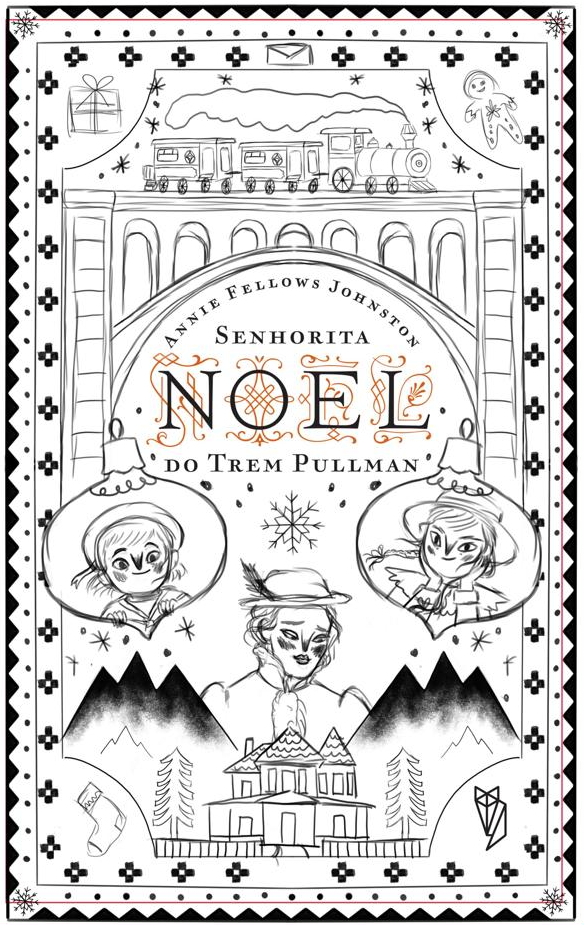 early sketch for the cover of miss santa claus of the pullman, version one.