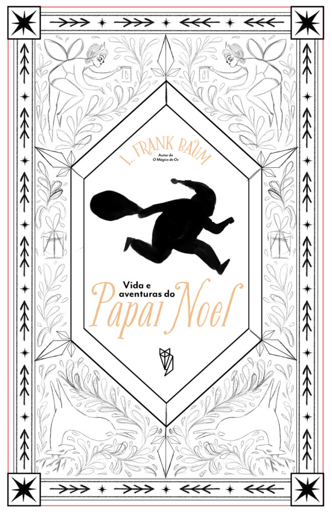 early sketch for the book cover of the life and adventures of santa claus, version one.