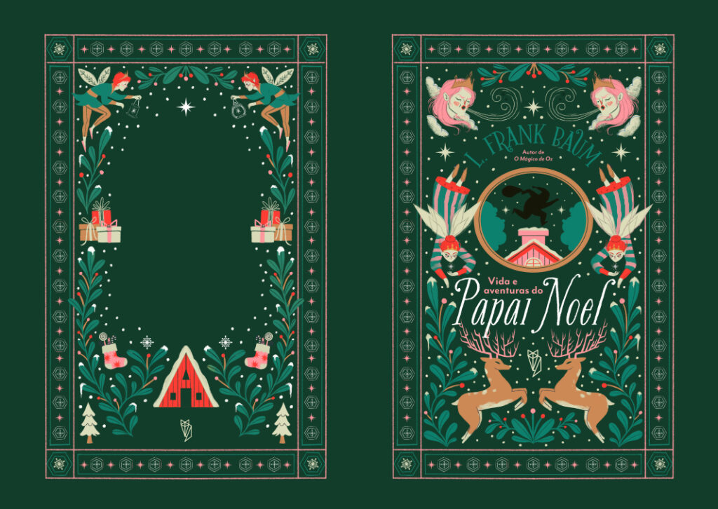 Book cover for The Life and Adventures of Santa Claus, green version.